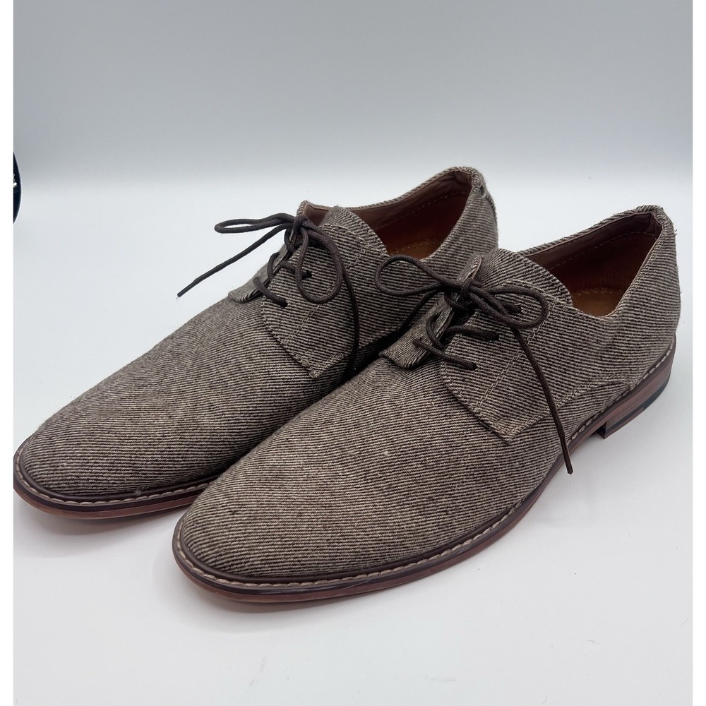 J75 Men Padrino 2 Beige Oxford Tweed Lace Up Dress Shoes Round Toe 10.5